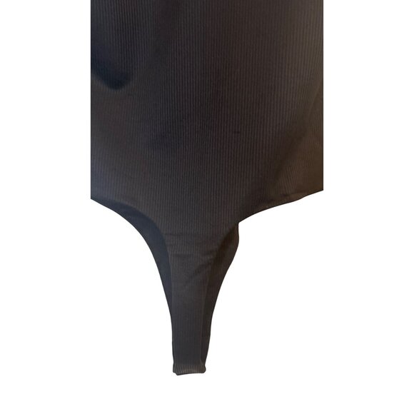 NWT BP. XXS Black Ribbed Sleeveless Thong Bodysuit High-Cut Leg & Scoop Neckline - Picture 4 of 10